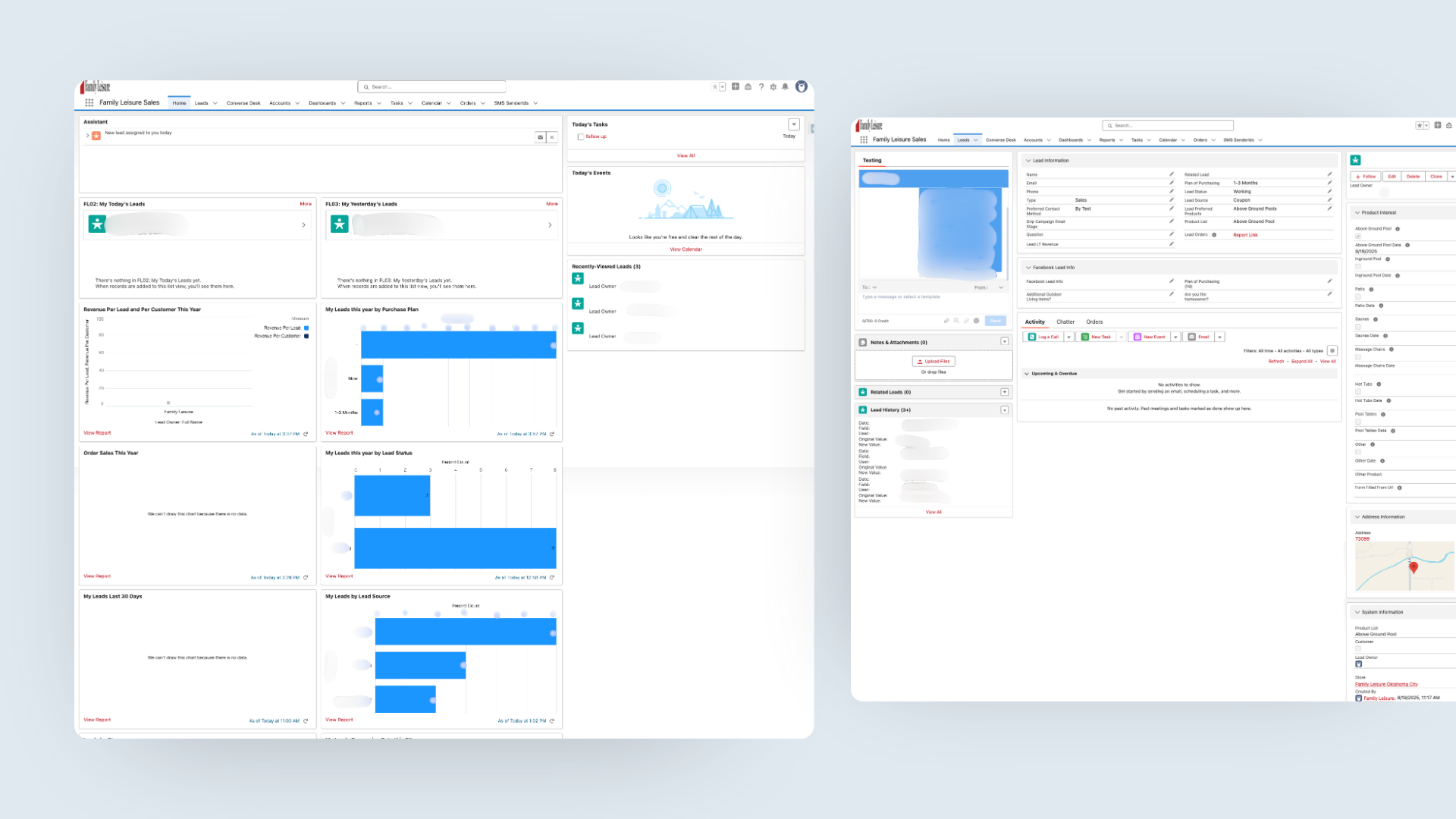 View of Appventures' custom Salesforce Implementation for Family Leisure